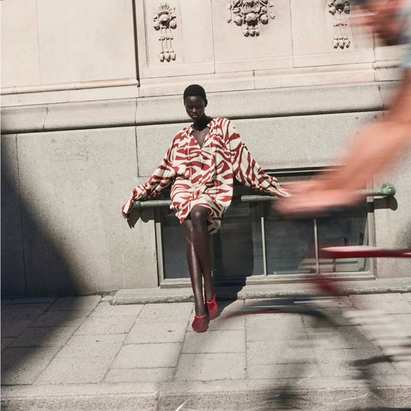 NEW W TAG BLOGGER FAVE OVERSIZED TIE DETAIL ZEBRA PRINT DRESS SIZE LARGE - Picture 3 of 9